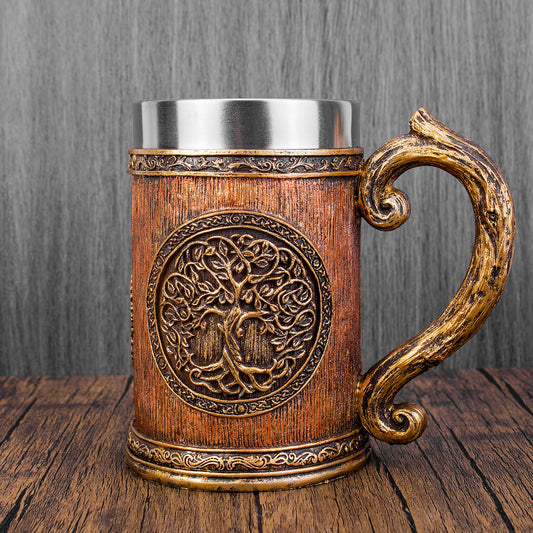 Norse Tree of Life Viking Mug: A Stunning Stainless Steel Beer Mug Tankard for True Warriors